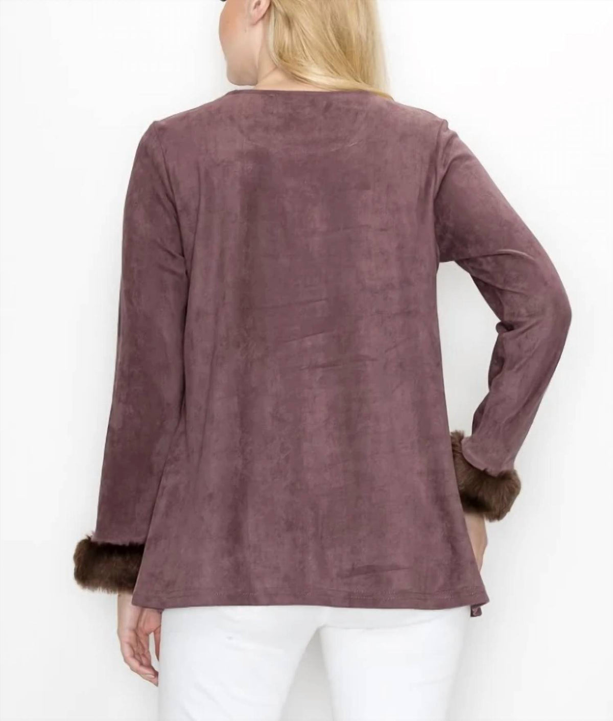 Joh - Annabelle Stretch Suede Top With Fur Accent