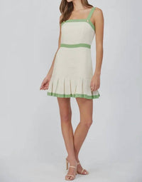 Fate - Square Neck Pleated Tweed Dress