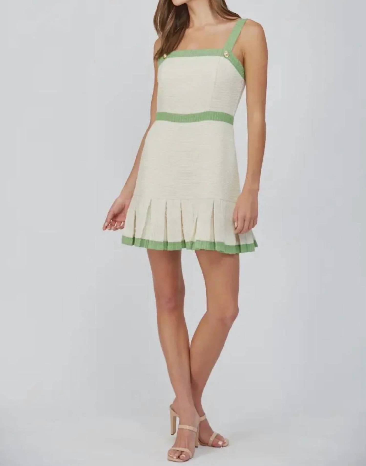 Fate - Square Neck Pleated Tweed Dress
