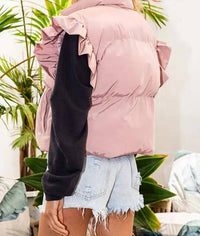 Bucketlist - Ruffle Sleeve Crop Down Vest