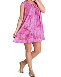 Umgee - Tie Dye Sleeveless Keyhole Dress - Plus