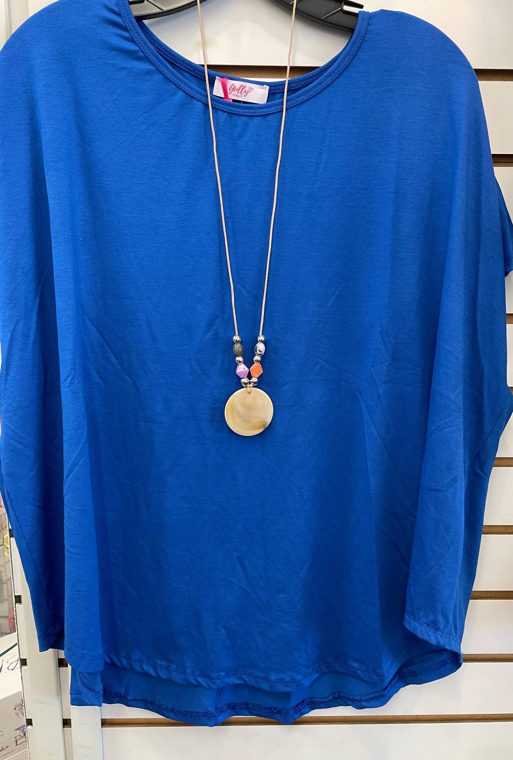Yolly - Woven Tee With Necklace