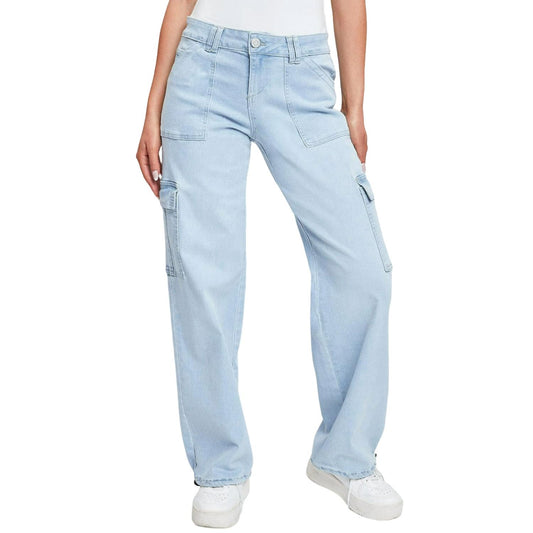 Ymi - Low Rise Cargo Jeans with Bungee Hem