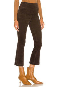 SPRWMN Crop Flare Corduroy Pant in dark chocolate - women's pants - detail view