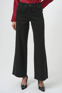 Joseph Ribkoff - Classic Wide Leg Jeans with Rhinestones