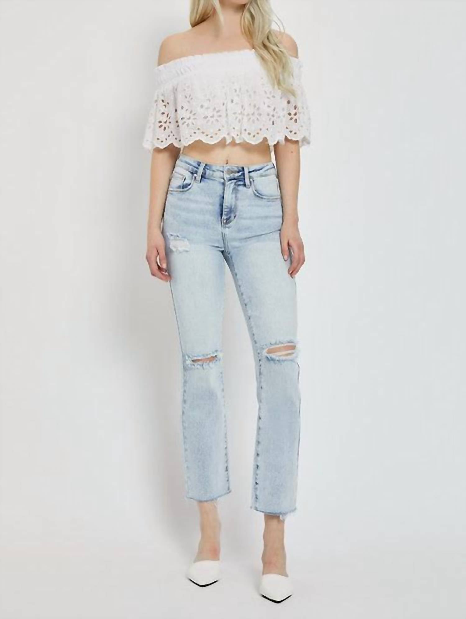 Risen - High Rise Ankle Straight Jeans
