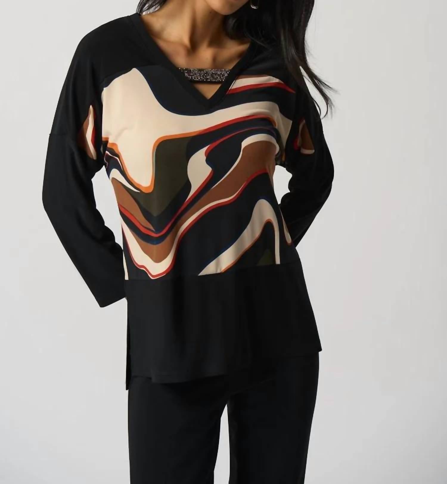 Joseph Ribkoff - Ronan Rhinestone V-neck Top