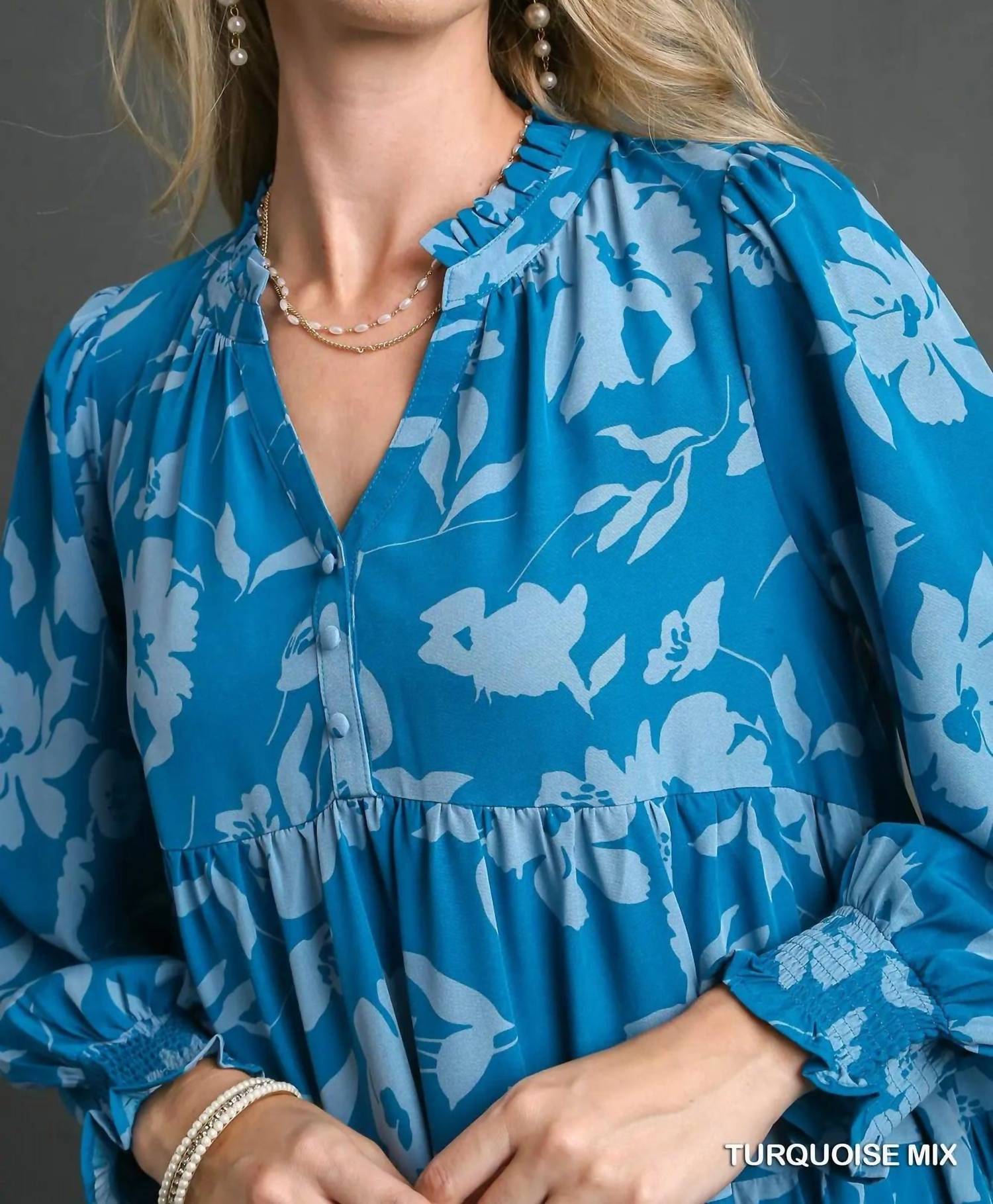 Umgee - Tiered Floral Print Dress
