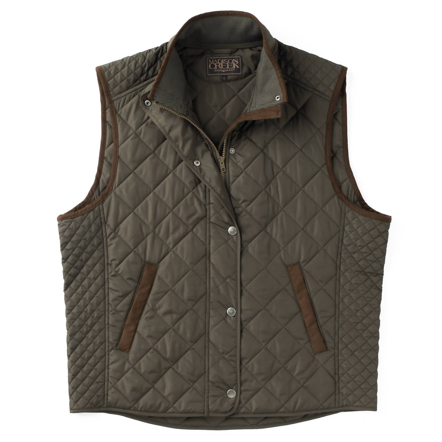 Madison Creek Outfitters Greenville Diamond Quilted Nylon Vest in loden - men's jacket - alternate view