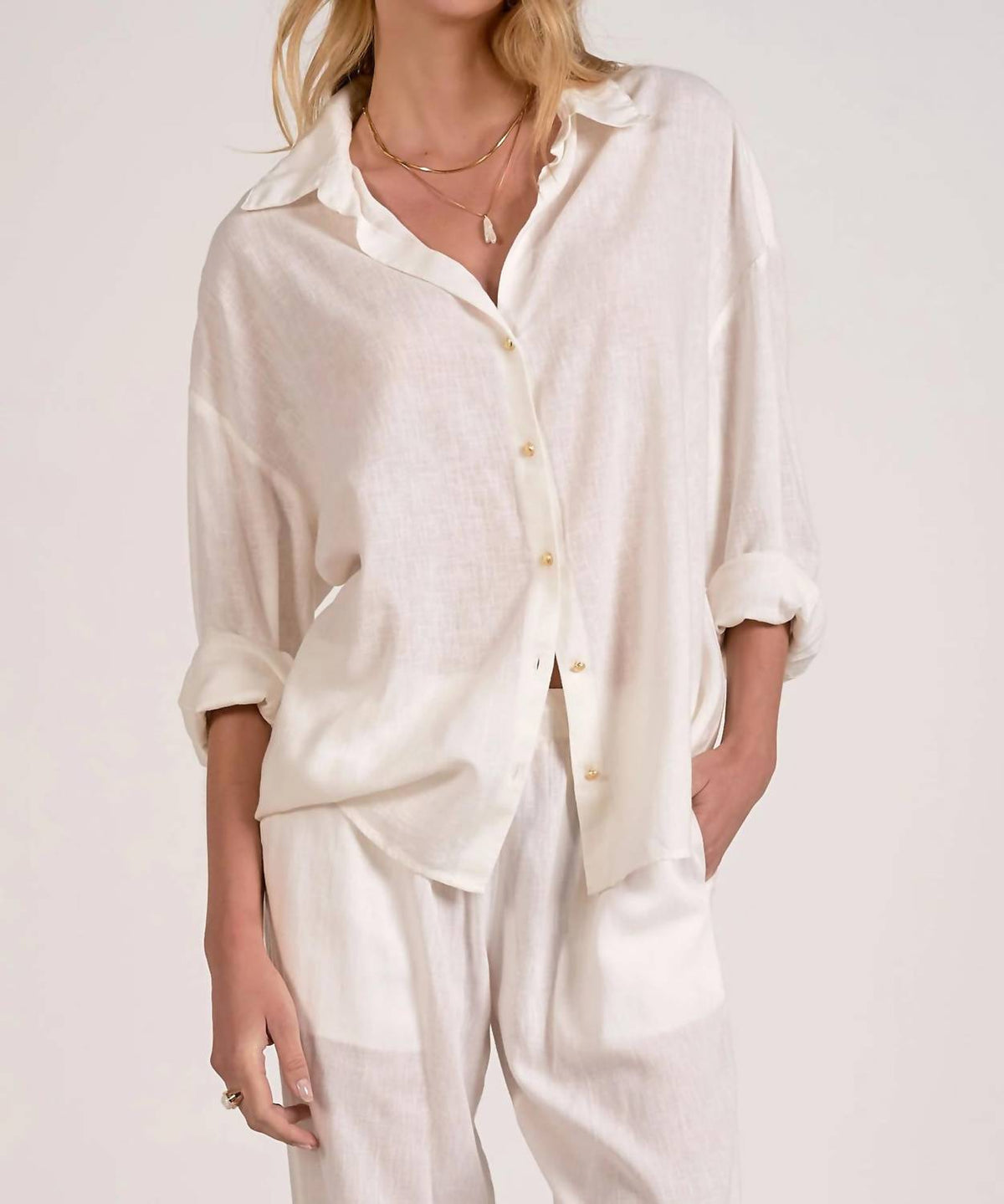 Elan - Linen Button Down Top