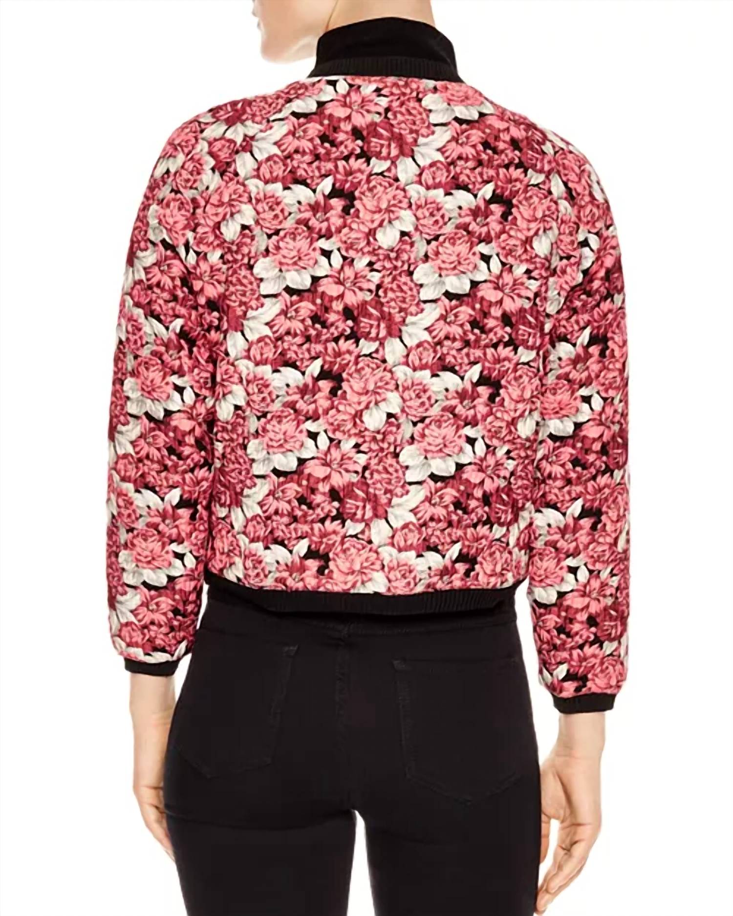 Sandro - Evora Floral Jacquard Cropped Bomber Jacket Rose Pink size 1 (US Small) NWT