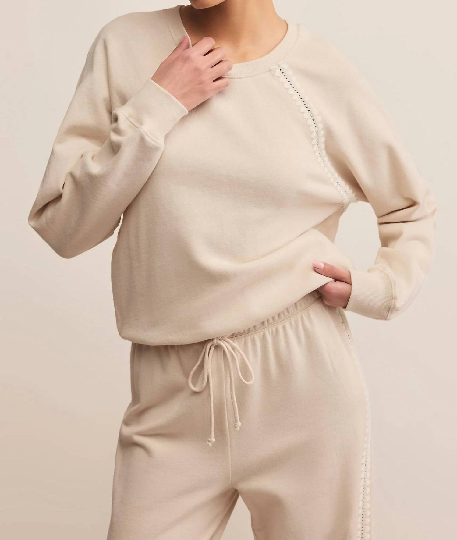 Z Supply Allie All Around Sweatshirt in natural - women's top - detail view