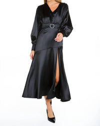 Beulahstyle - Satin Maxi Dress with O-Ring