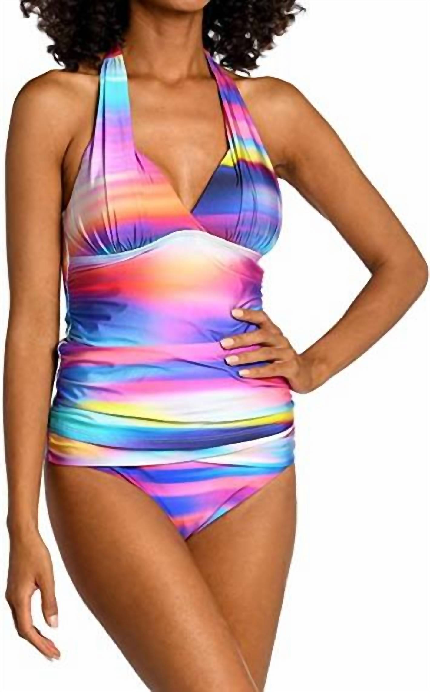 La Blanca - Sunset Shores V-Neck Halter Tankini Swimsuit