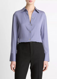 Vince - Stretch-silk Button-front Blouse