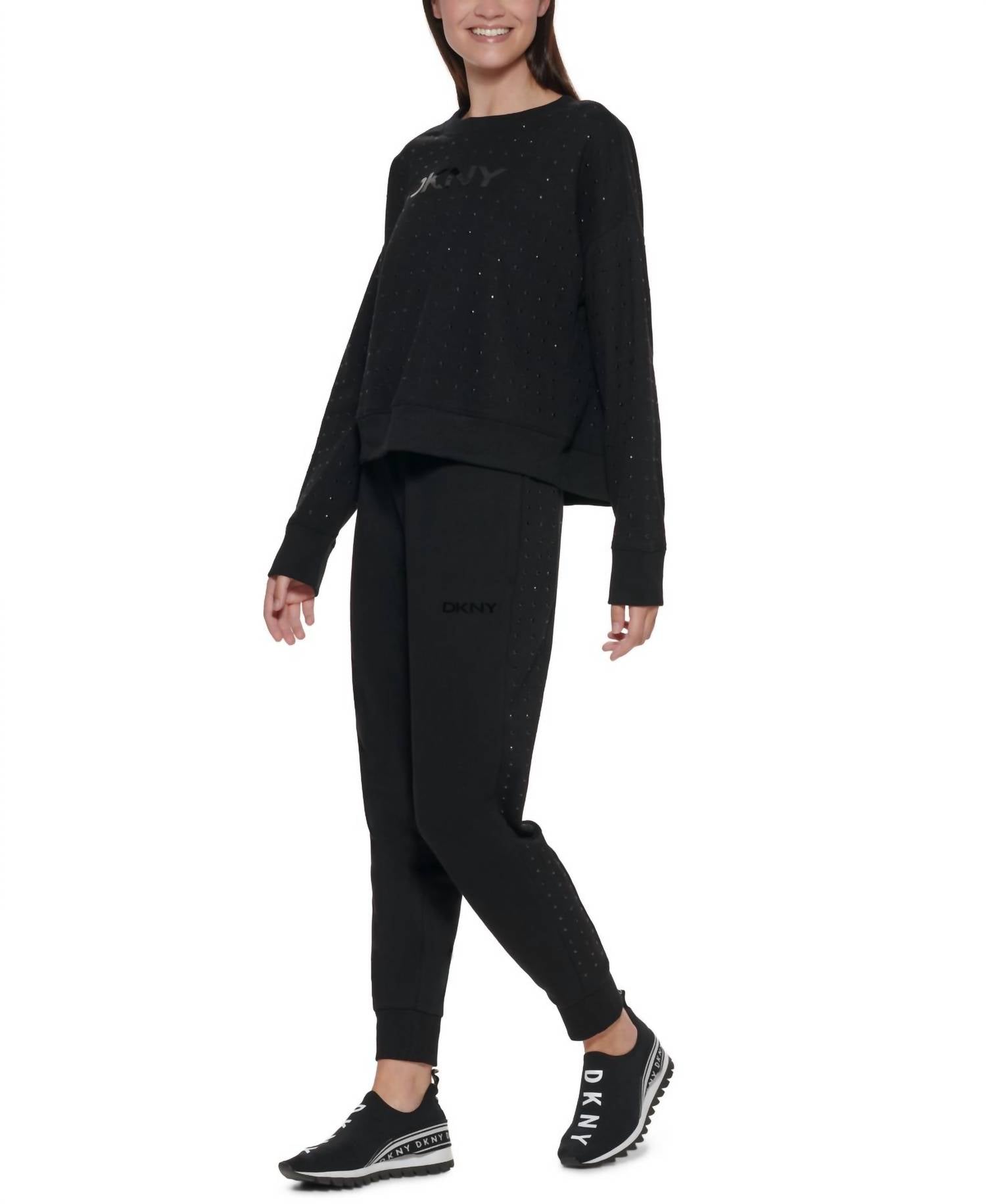 Dkny - DKNY Womens Embellished Logo Sweatshirt