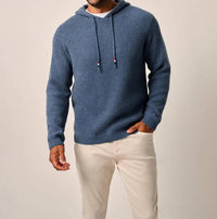 JOHNNIE-O Sami Merino Wool Sweater Hoodie in wake - men's shirt