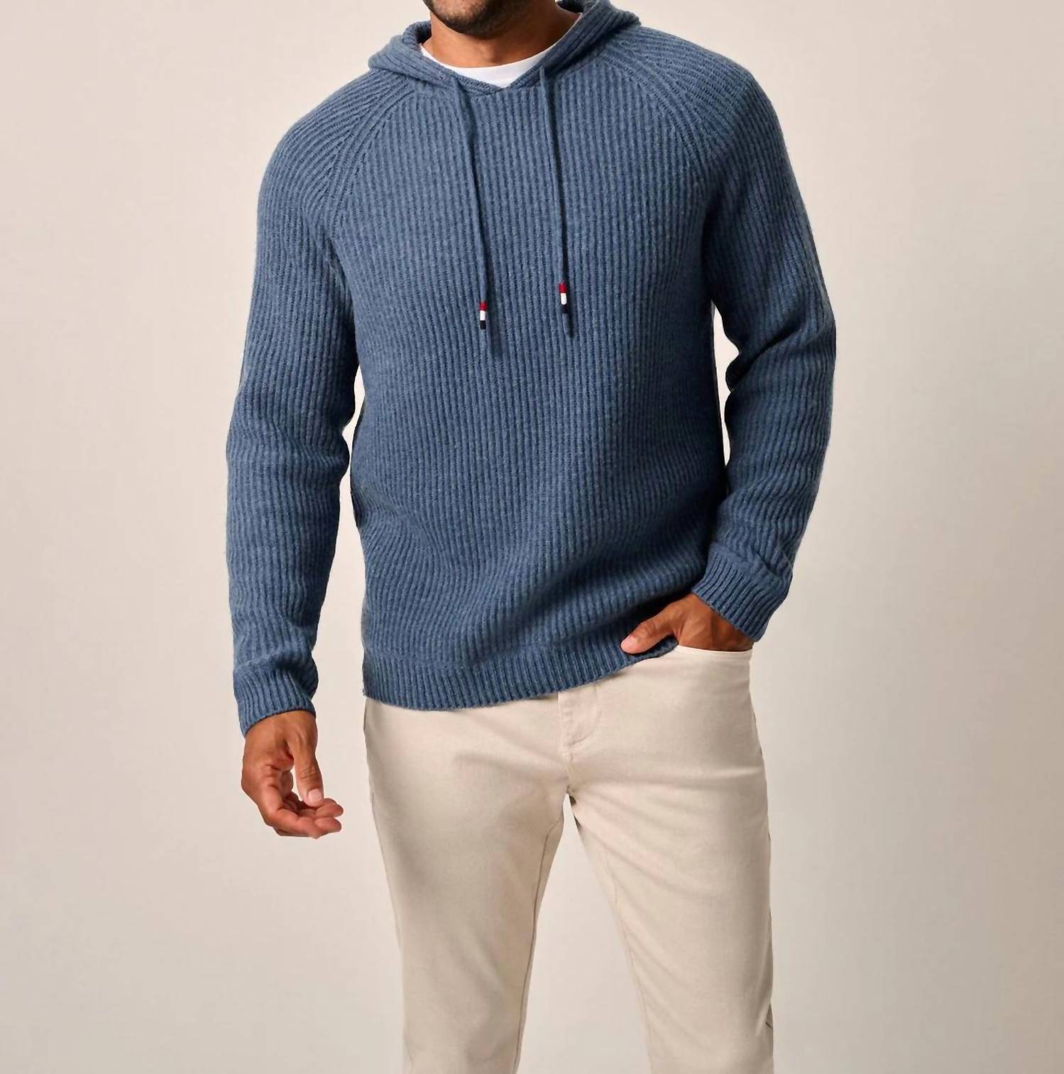 JOHNNIE-O Sami Merino Wool Sweater Hoodie in wake - men's shirt