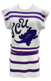 Queen Of Sparkles - Tcu Hornfrogs Striped Short Sleeve Top