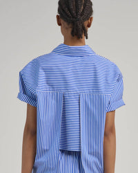 Arlo Mott Clark Split Back Top in blue stripe - women's blouse - view 5