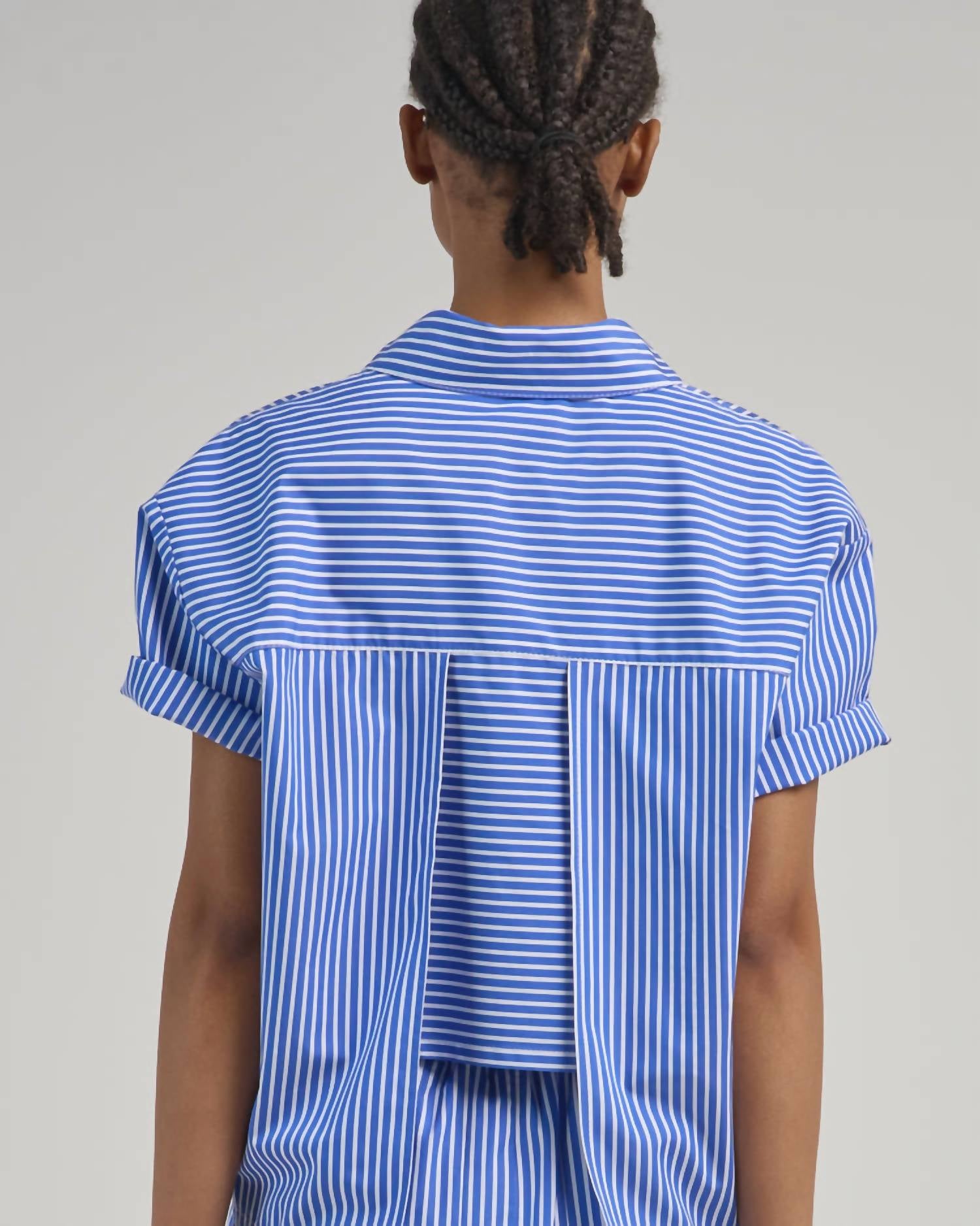 Arlo Mott Clark Split Back Top in blue stripe - women's blouse - view 5