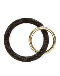 INK+ALLOY Women's Seed Bead Bangle Key Ring in black - women's accessory - detail view
