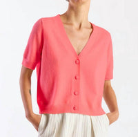 Brodie Cashmere - Button Up Short Sleeve Cashmere Cardigan