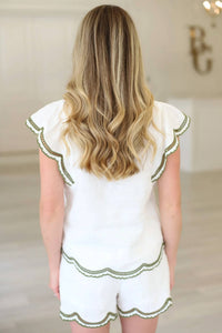 Melissa Nepton - Ness Embroidered Scalloped Edge Blouse