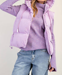 Easel - Shiny Faux Leather Hoodie Vest