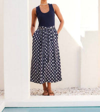 Fifteen Twenty Contrast Belted Midi Dress in navy - women's dress