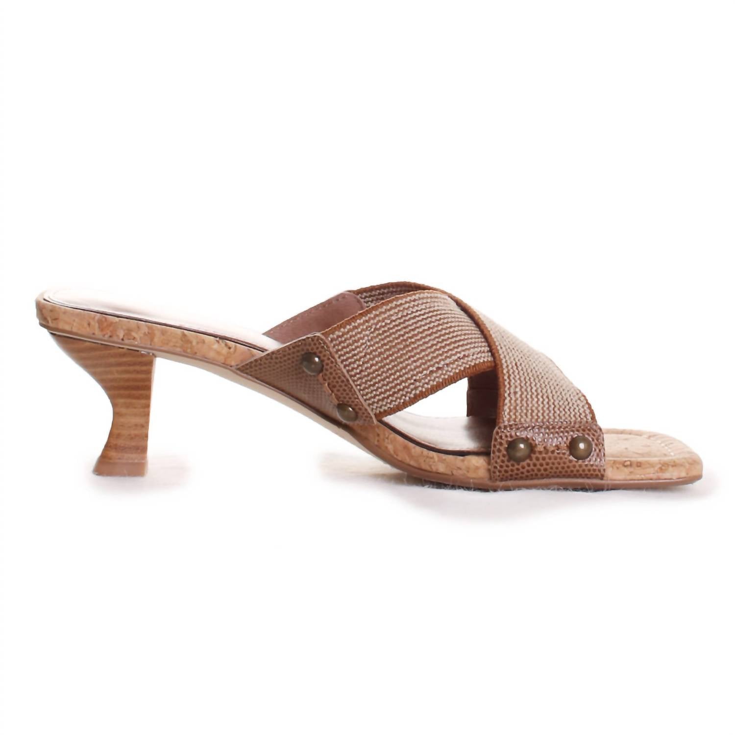 DONALD PLINER Women's Rafy Heeled Sandals in saddle - women's sandal - detail view