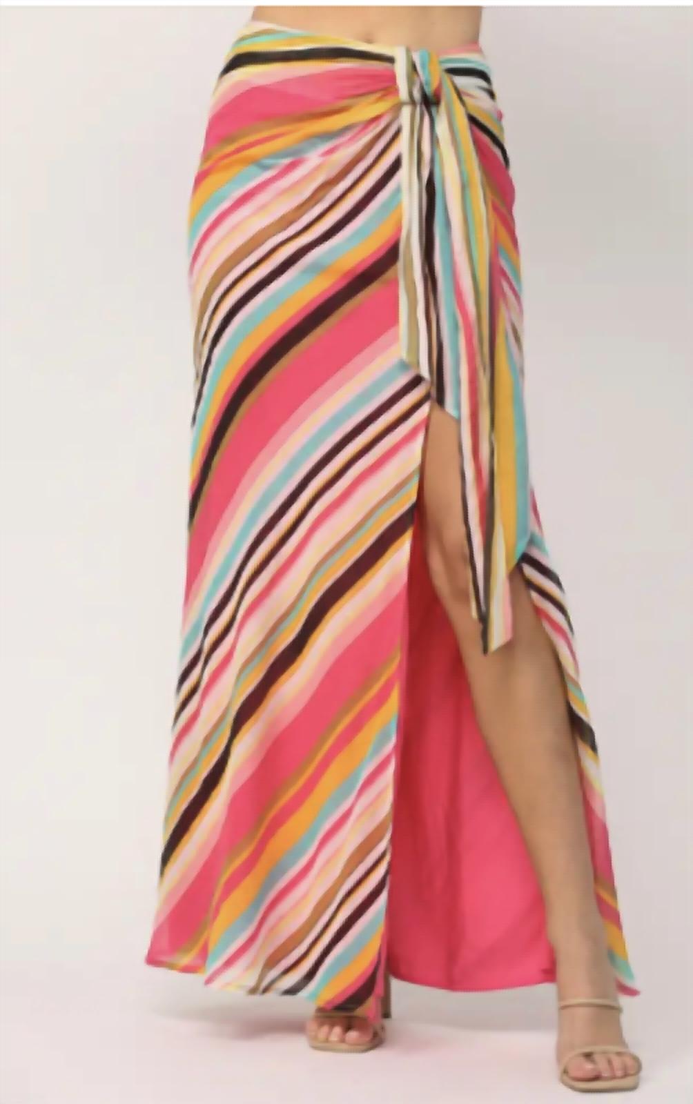 Fate - Multi Stripe Midi Skirt