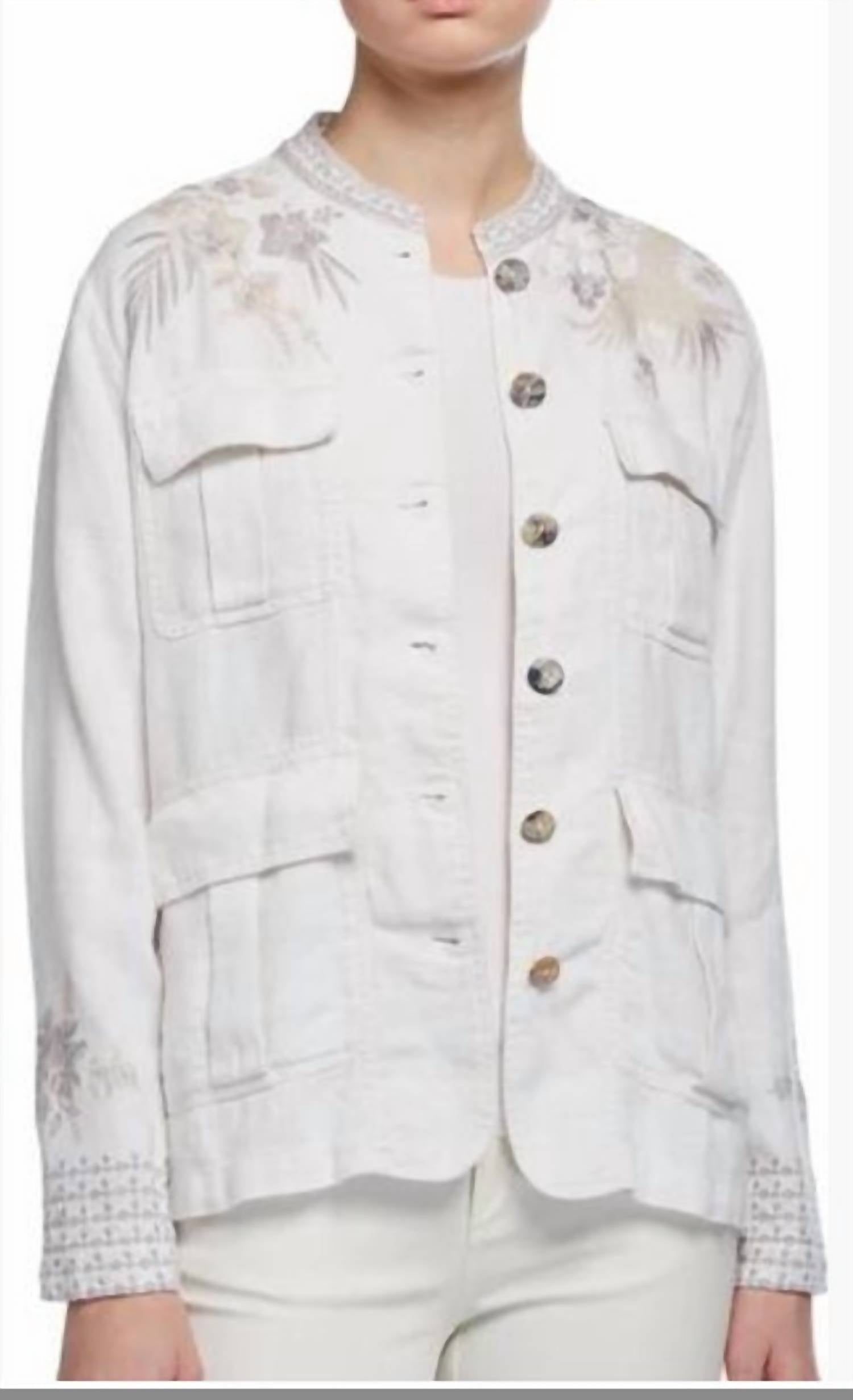 Johnny Was Oleander linen Jacket in white - women's jacket