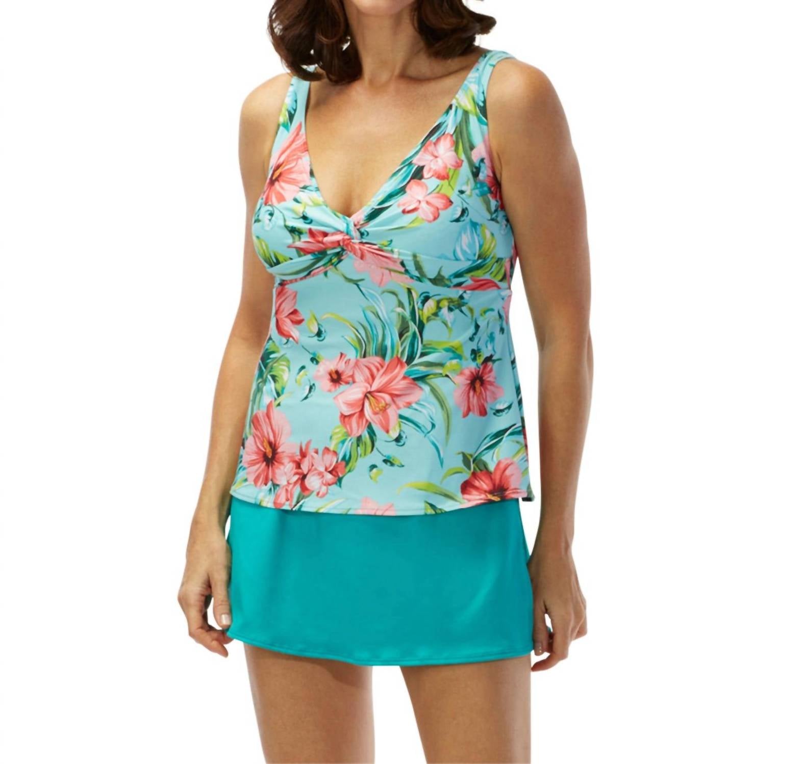 Roxanne - Dd-cup Two-piece Twist Front Tankini Set