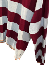&merci Women's Rugby Stripe Long Sleeve Sweater in burgundy blue - women's sweater - alternate view