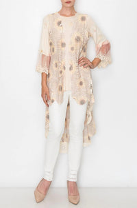 Origami Crochet Sunflower Vest in beige - women's jacket