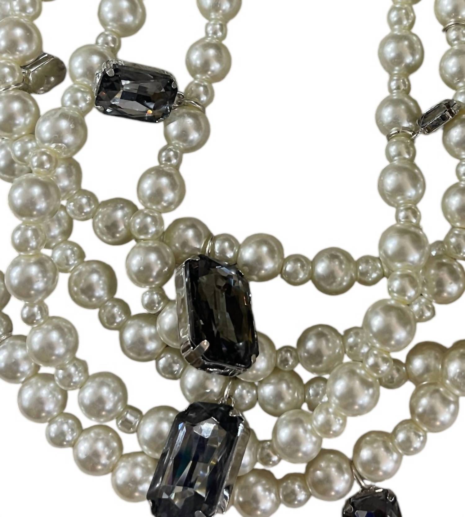 A Rare Bird - Women's 5 Strand Pearl Smoky Crystal Necklace