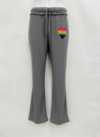 flowers by zoe Girl's Waffle Lounge Pant in grey - kids' joggers - detail view