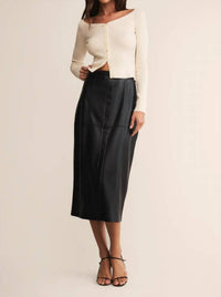 Z Supply Reine Vegan Leather Midi Skirt in black - women's skirt
