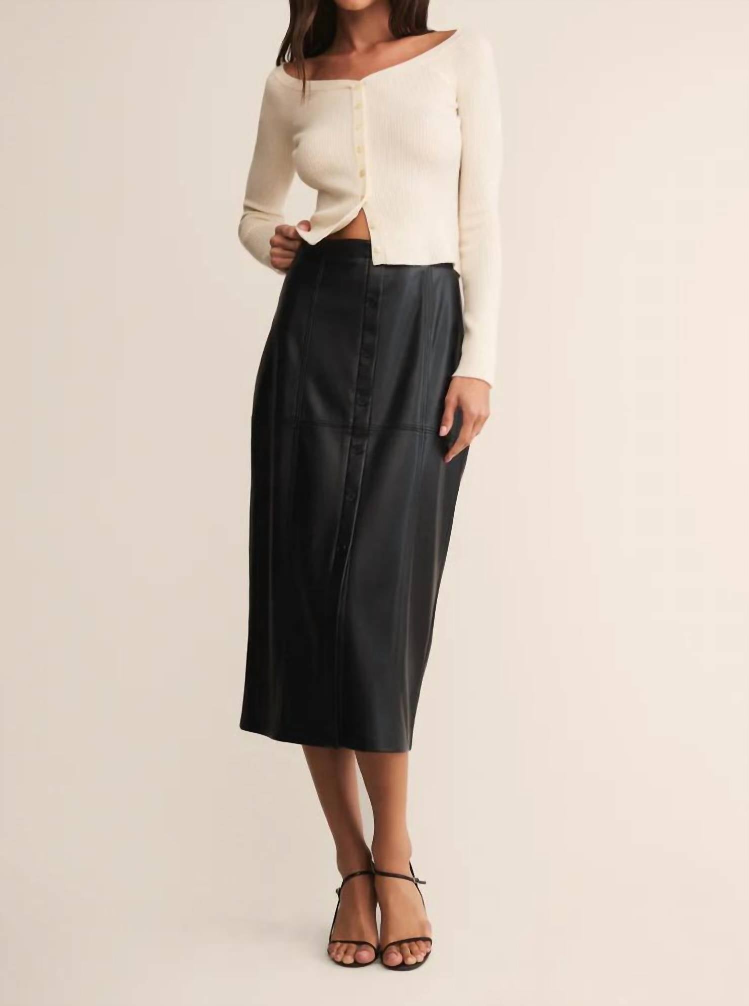 Z Supply Reine Vegan Leather Midi Skirt in black - women's skirt