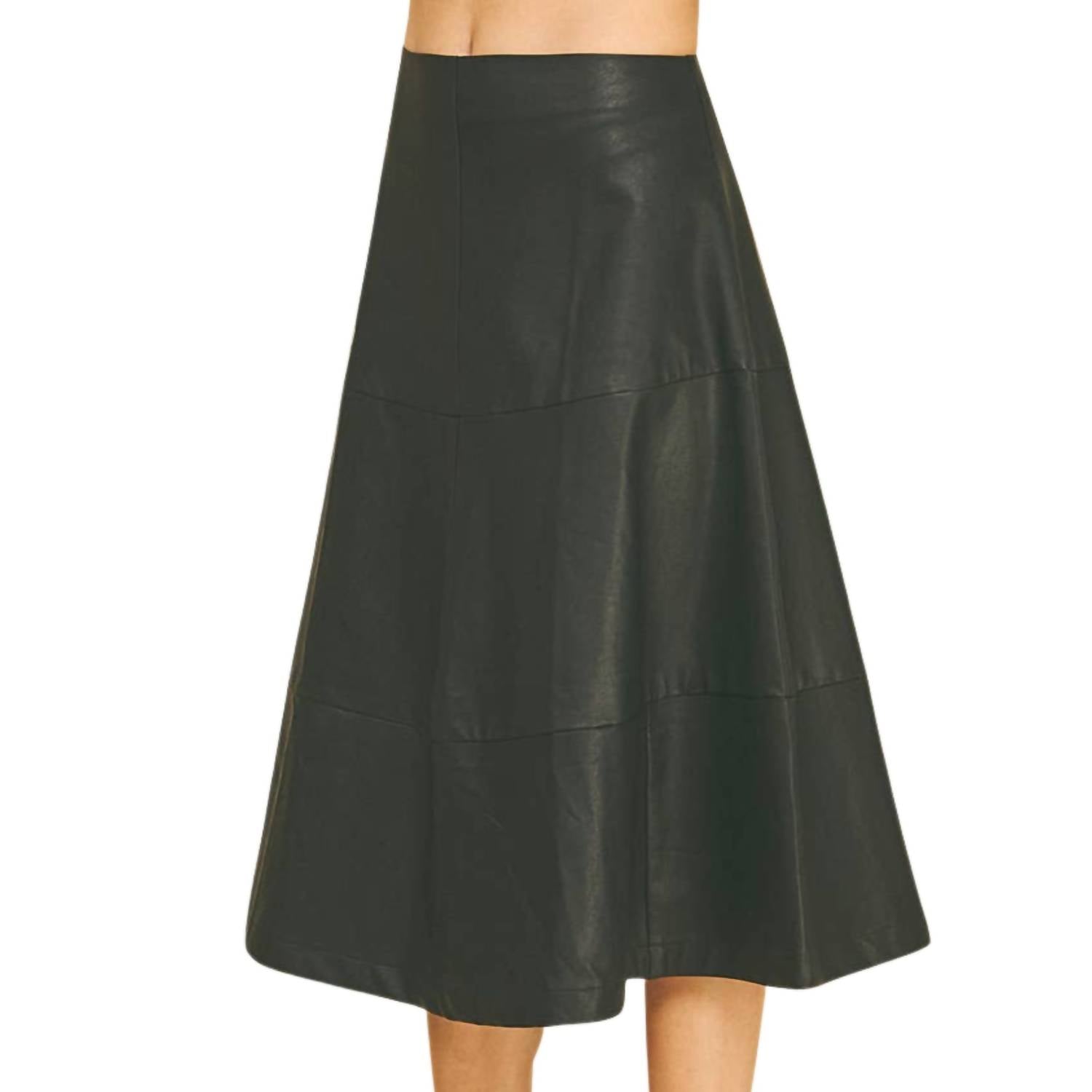 PINCH Tiered Leather A-line Skirt in black - women's skirt - alternate view