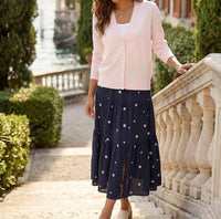 Karen Kane - Embroidered Tiered Midi Skirt