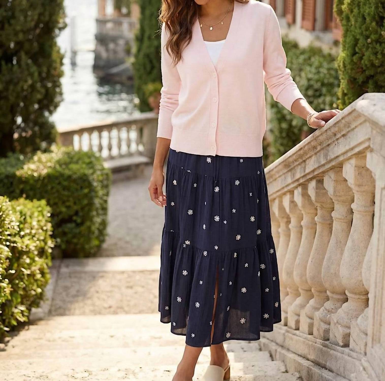 Karen Kane - Embroidered Tiered Midi Skirt