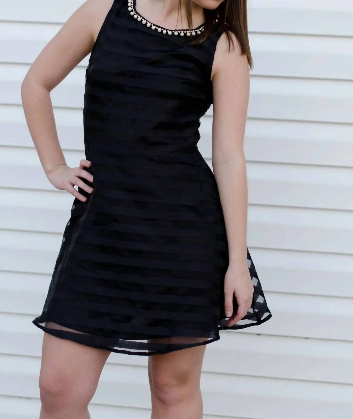 Karlie - Stripe Pearl Dress