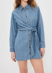 Good American - Denim Wrap Shirt Dress