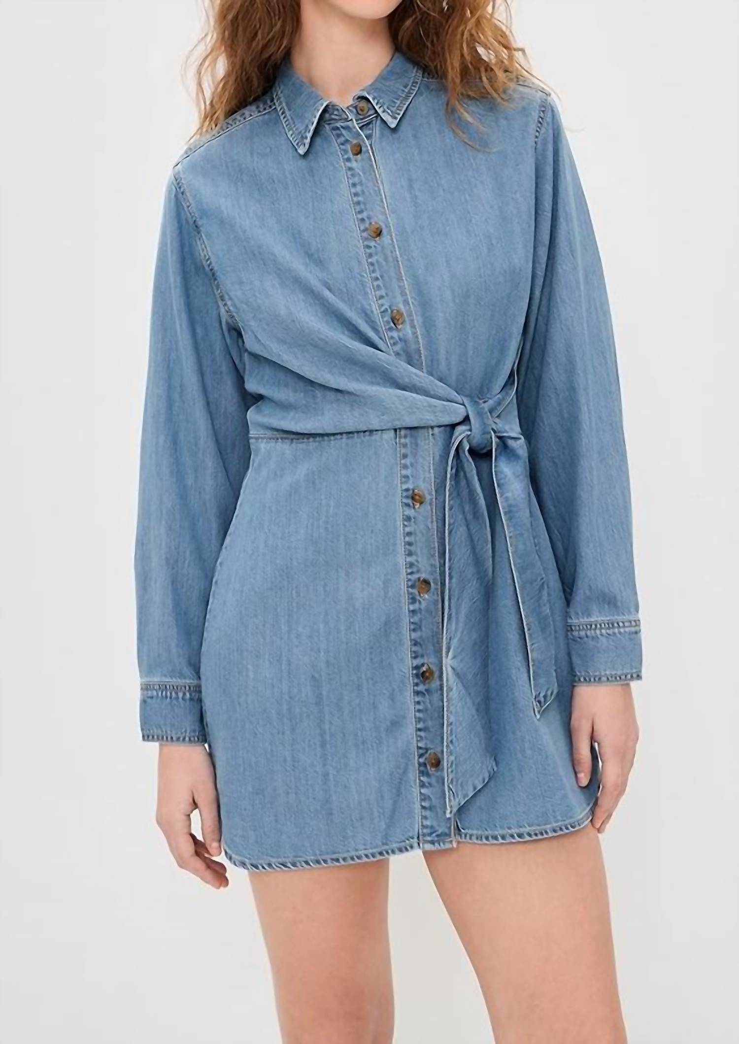 Good American - Denim Wrap Shirt Dress