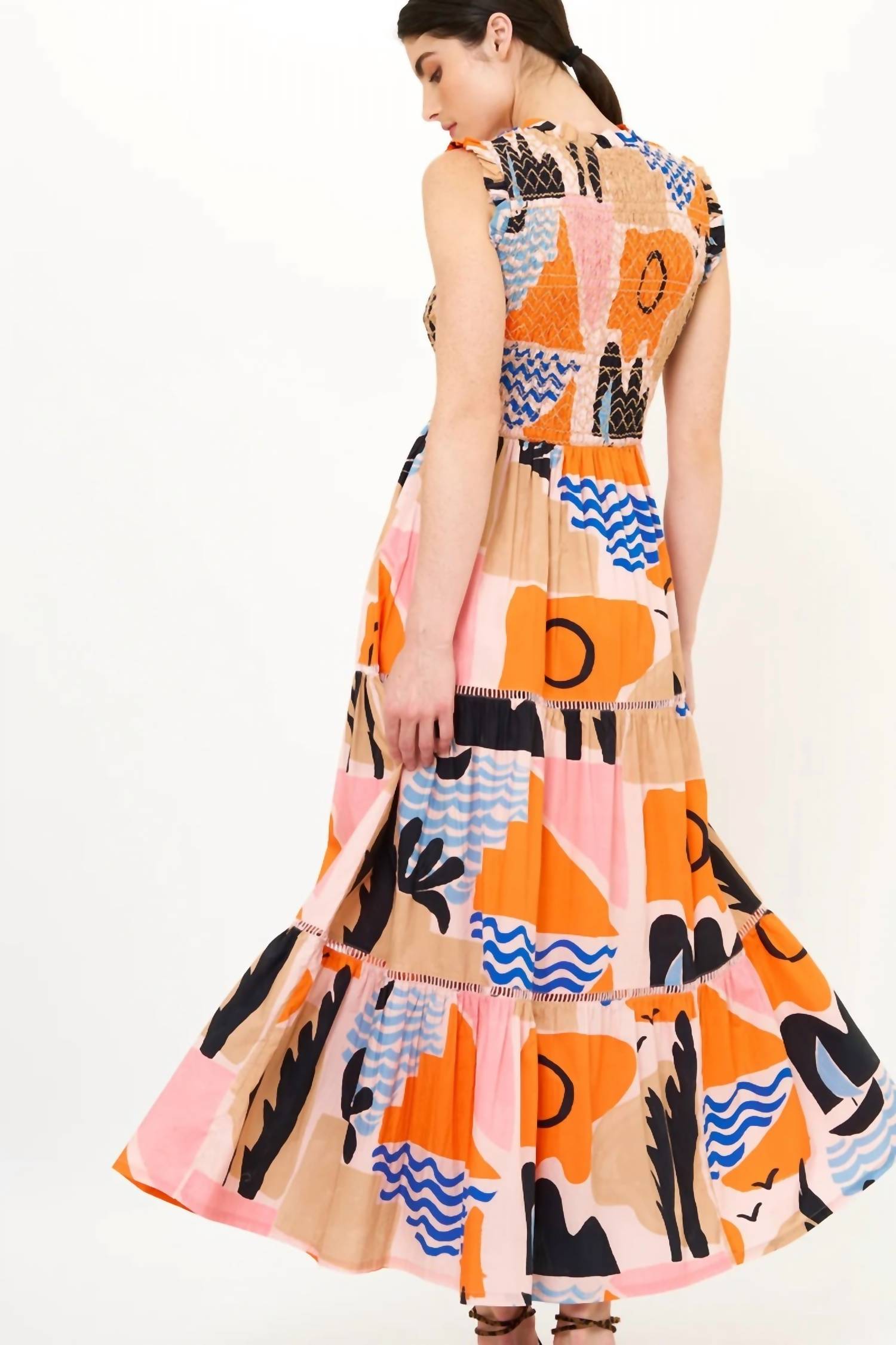 Oliphant - Sleeveless Smocked Maxi Dress