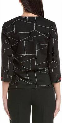Joseph Ribkoff - Jacquard Knit Abstract Print Boxy Top