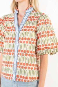 Thml - Puff Sleeve Tulip Print Top