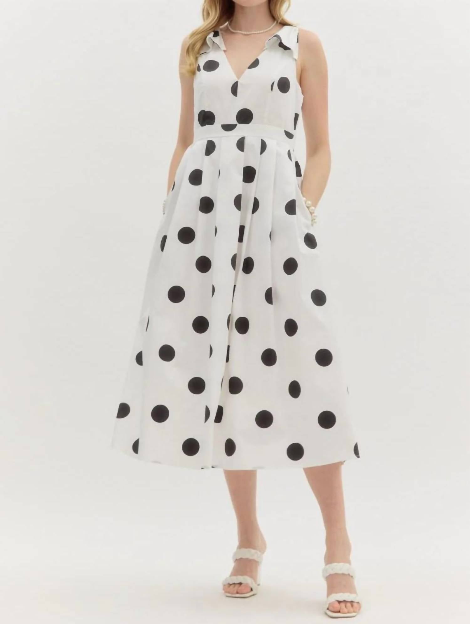 Entro - Nia Polka Dot Pleated Midi Dress
